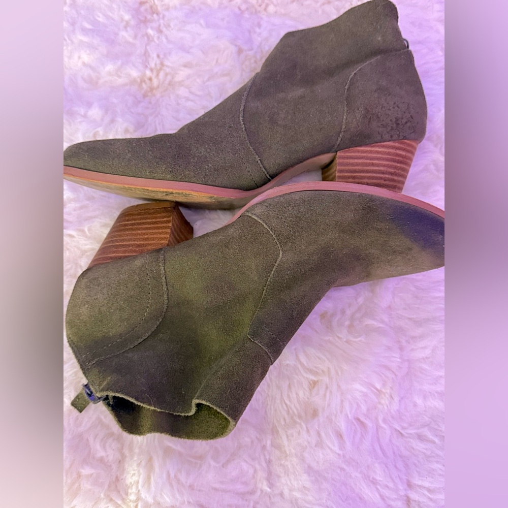 Olive Suede Ankle Boots